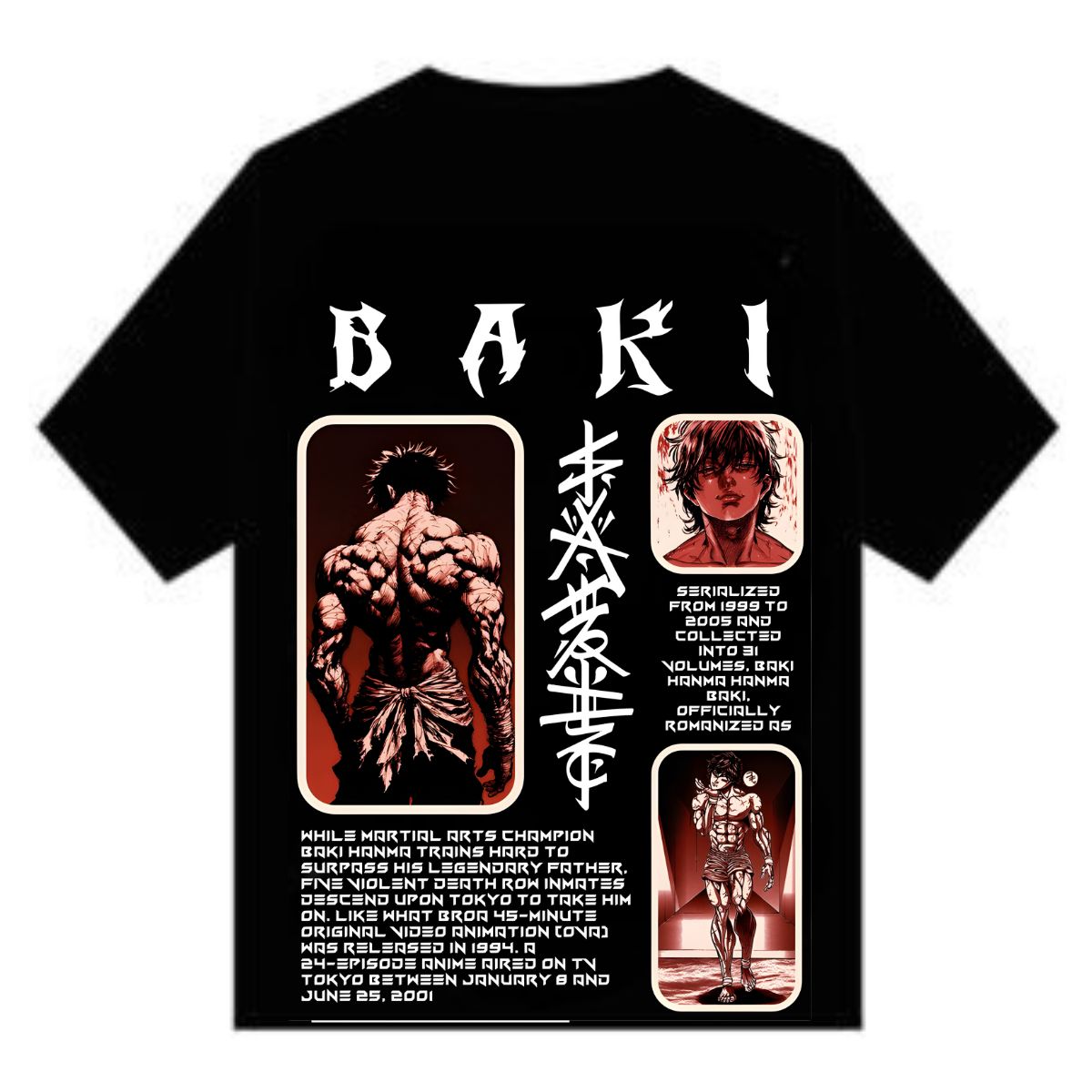 Baki (1) oversized t shirt of anime-baki print