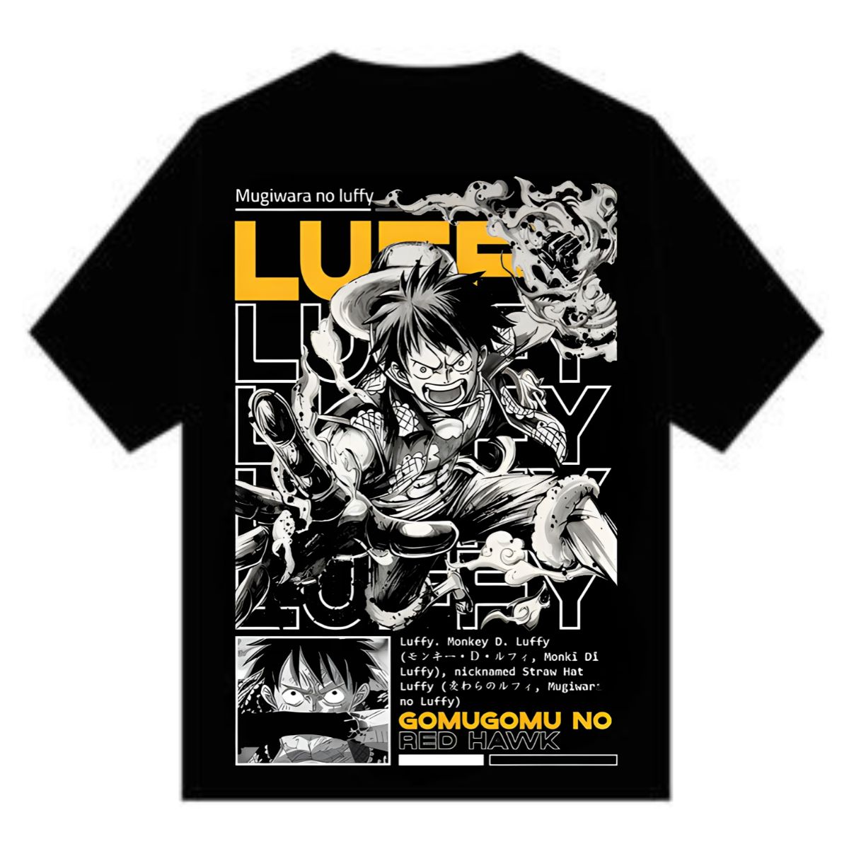 oversizrd t shirt with print of Lufi Anime character