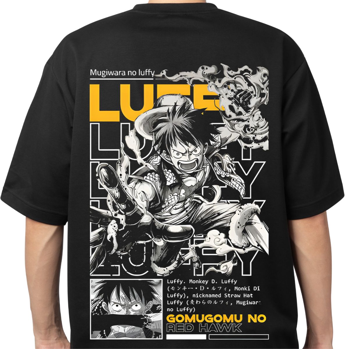 oversizrd t shirt with print of Lufi Anime character