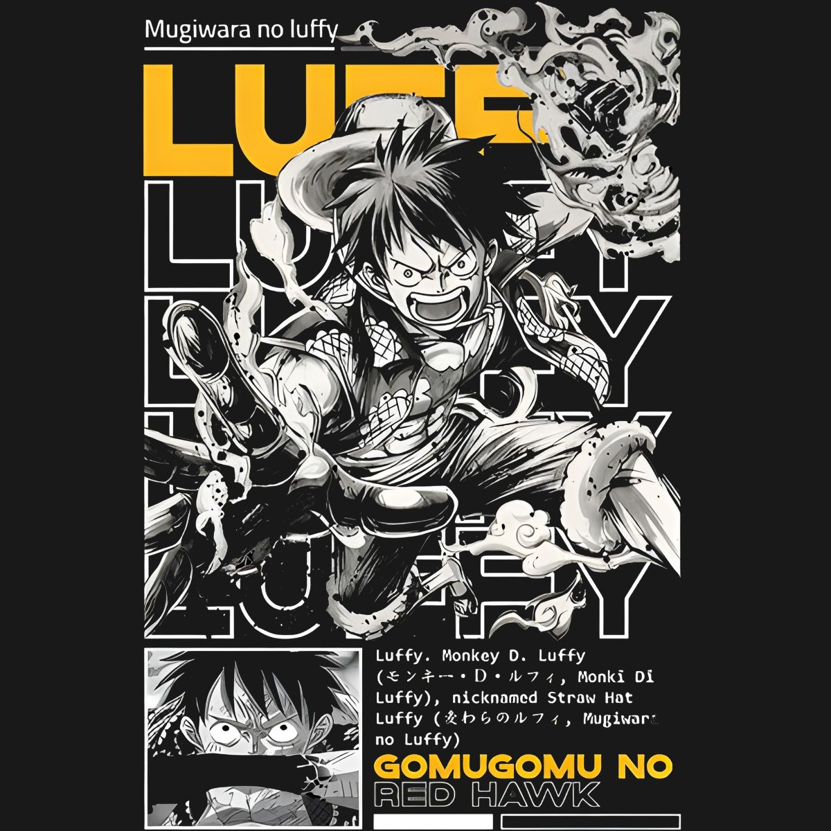 oversizrd t shirt with print of Lufi Anime character