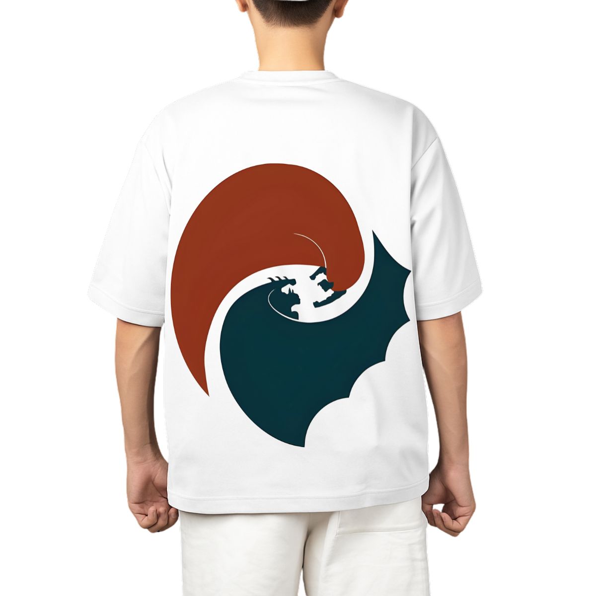 batman and superman printed oversized t shirt