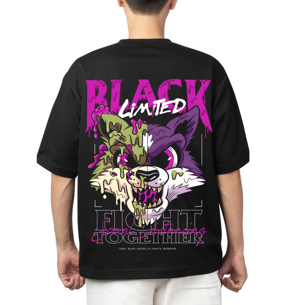 Black limited (2) oversized printed t shirt of black limited