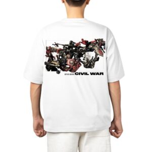 oversized printed t shirt of marvel civil war