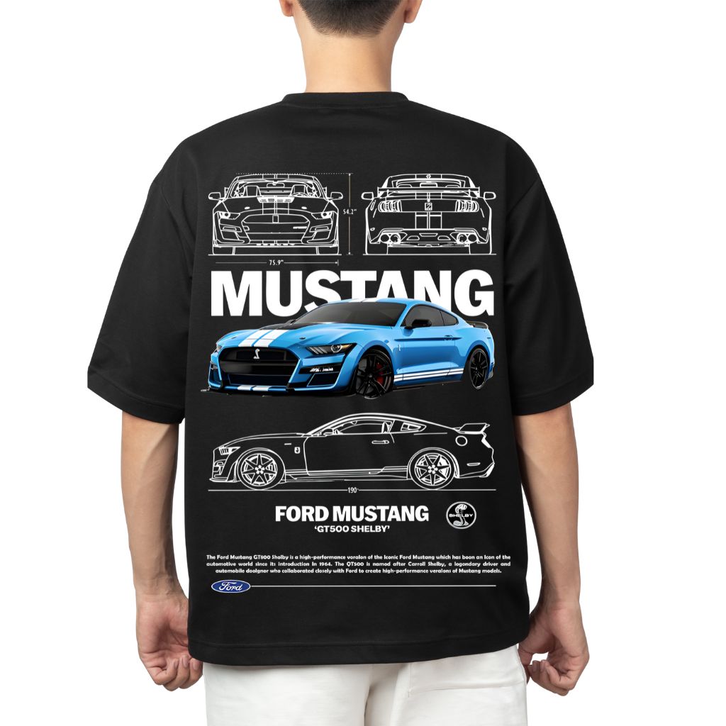 mustang design oversized t shirt