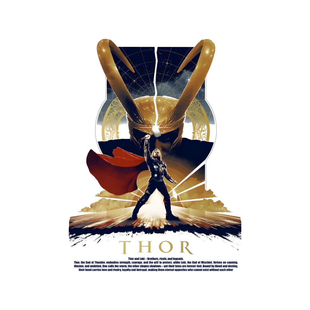 oversized printed t shirt of marvel thor and loki